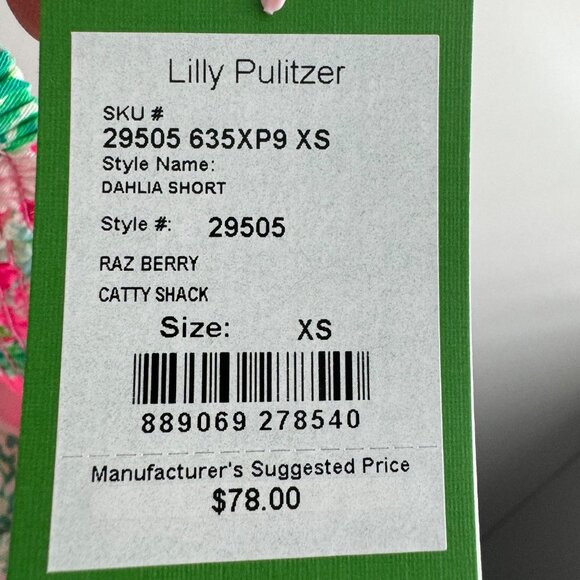 NWT Lilly Pulitzer Dahlia Short in Raz Berry Catty Shack Pattern, Size XS - Picture 6 of 8